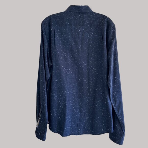 Cactus Man Men's Navy Blue Long Sleeve Button-Up Shirt With Speckled Design XL - Picture 4 of 12